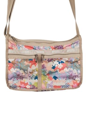 Vntg LeSportsac Floral Nylon Crossbody Bag Purse